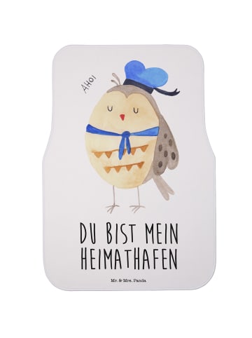 Mr. & Mrs. Panda Fahrer Autofußmatte Eule Matrose mit Spruch in Weiß