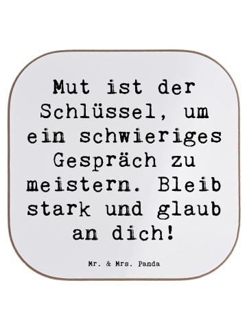 Mr. & Mrs. Panda Tassenuntersetzer Spruch Ein schwieriges Gesprä... in Weiß