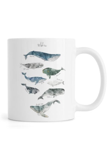 Juniqe Tasse "Whales" in Blau & Cremeweiß