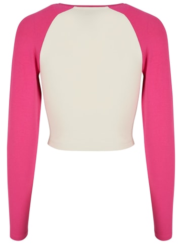 Urban Classics Long Sleef in whitesand/hibiskus pink
