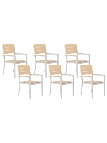 Beliani 6er-Set Gartenstuhl COMO in Beige/Weiß