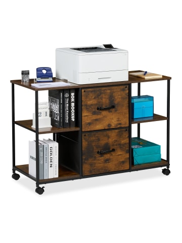 relaxdays Rollcontainer in Braun/Schwarz - (B) 100 x (H) 67 x (T) 40 cm