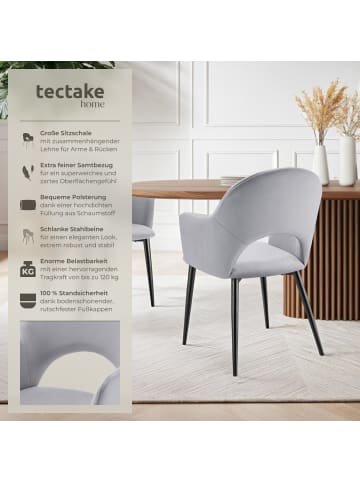 tectake Armlehnstuhl in Samtoptik, gepolstert, 57 x 61,5 x 87,5 cm