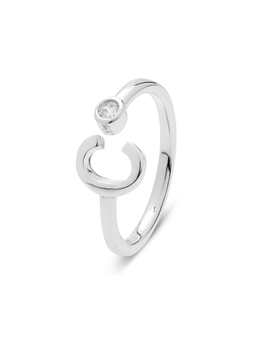 Luxenter Ring aus 925er Sterlingsilber mit Zirkonia, rhodiniert – Alphabet
