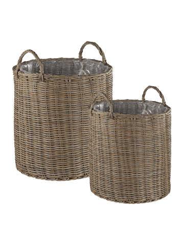 Beliani 2er-Set Outdoor Blumentopf BITOLA in Braun