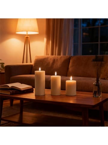 relaxdays 3 x LED Kerzen in Beige