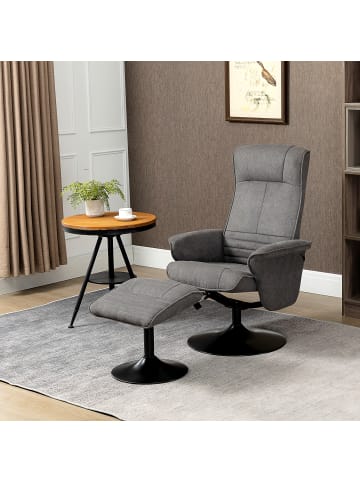 HOMCOM Relaxsessel mit Fußhocker in Dunkelgrau 69L x 71B x 104H cm