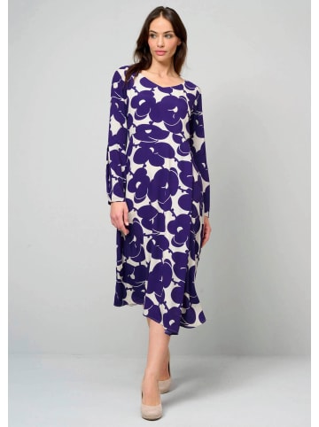 Alba Moda Kleid mit grafischem Dessin in weiß / dunkellila