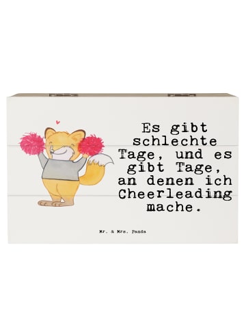 Mr. & Mrs. Panda Holzkiste Fuchs Cheerleader mit Spruch in Weiß