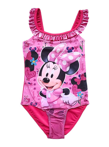 Disney Minnie Mouse Badeanzug Minnie Mouse mit Rüschendetails & Glitzer  in Dunkelpink