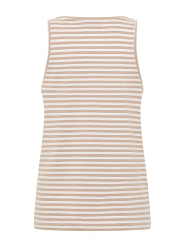 ELBSAND Top Maavi in Camel + Bright White STRIPE