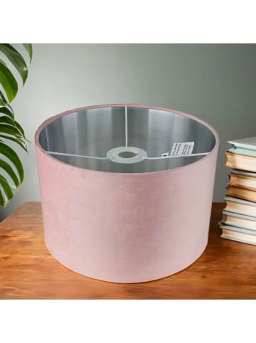 Licht-Erlebnisse Lampenschirm Ø 28 x (H)18 cm in Pink Silber gebürstet