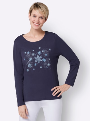 Sieh an! Langarmshirt in nachtblau-eisblau
