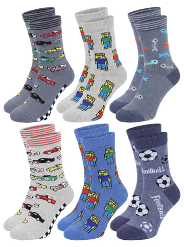 TupTam Kinder Socken Mädchen Jungen Bunt Gemustert 6er Pack in blau/rot