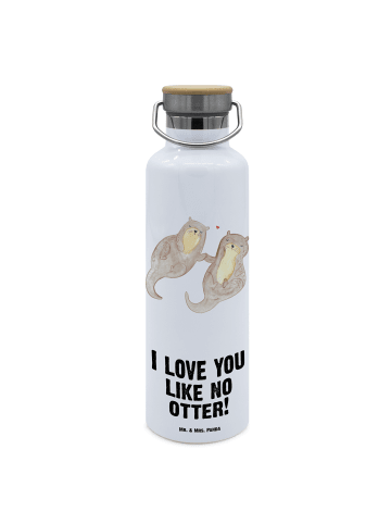 Mr. & Mrs. Panda Edelstahl Trinkflasche Otter Hände halten mit S... in Weiß