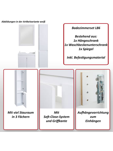 MCW Badezimmerset L86, Marmor-Optik weiß