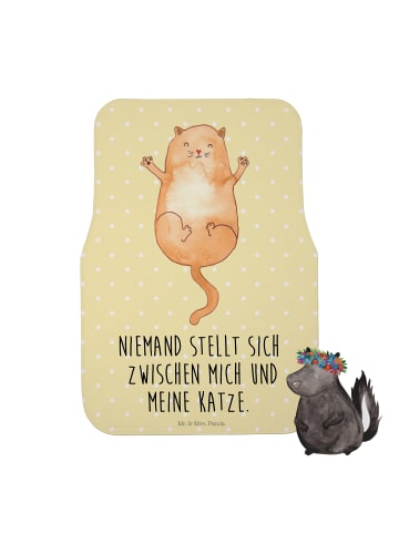 Mr. & Mrs. Panda Fußmatte Fürs Auto Katze Umarmen mit Spruch in Gelb Pastell