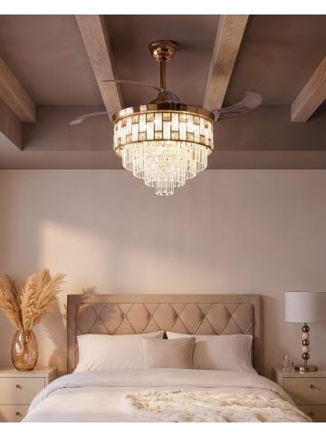 Beliani 2-tlg Deckenventilator mit Licht ALAPAHA in Gold/Transparent