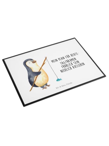 Mr. & Mrs. Panda Schreibtischunterlage Pinguin Angler mit Spruch in Weiß