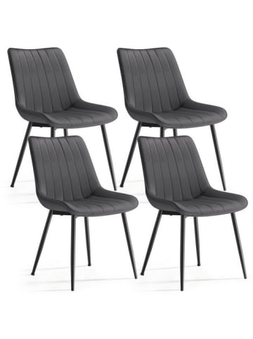 SONGMICS 4er-Set: Esszimmerstuhl in Grau – (B)48 x (H)80 x (T)57 cm