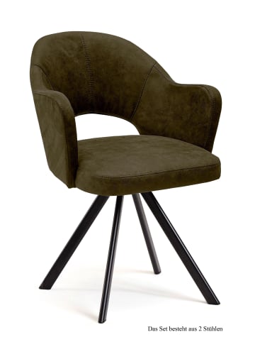 58 aufm Kessel ARMLEHNSTUHL (2er-Set) Debor 59x87x61 Schwarz/Khaki