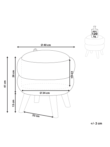Beliani Pouf HAWLEY in Braun - (W) 40 x (H) 41 x (L) 40 cm