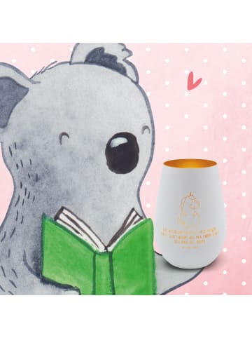 Mr. & Mrs. Panda Teelichthalter Glas Einhorn Wut mit Spruch in Weiß