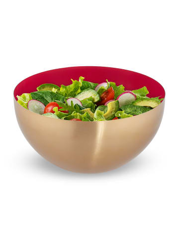relaxdays Salatschüssel in Rot/ Gold - (H)12,5 x Ø 25 cm