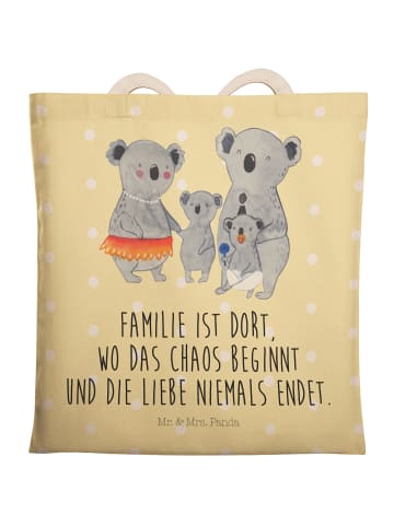 Mr. & Mrs. Panda Einkaufstasche Koala Familie mit Spruch in Gelb Pastell