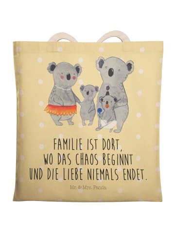 Mr. & Mrs. Panda Stofftragetasche Koala Familie mit Spruch in Gelb Pastell