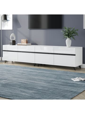 ABRIHOME Hochglanz TV Schrank mit 4 Schränken und verstellbaren - 180*40*49cm