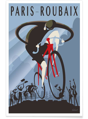 Juniqe Poster "Roubaix" in Blau & Schwarz