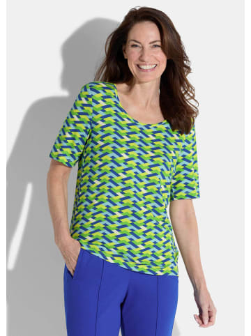 GOLDNER Shirt in grün / blau / gelb / gemustert