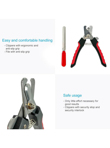 Intirilife Krallenschere für Hunde Nagelfeile in Rot