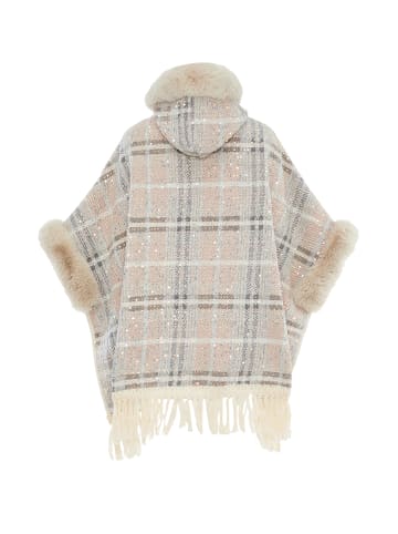 osha Damen Poncho in Beige Mehrfarbig