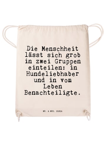 Mr. & Mrs. Panda Turnbeutel Die Menschheit lässt sich... mit Spruch in Creme