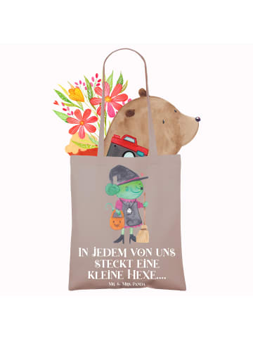 Mr. & Mrs. Panda Uni Tasche Halloween Hexe mit Spruch in Braun Pastell