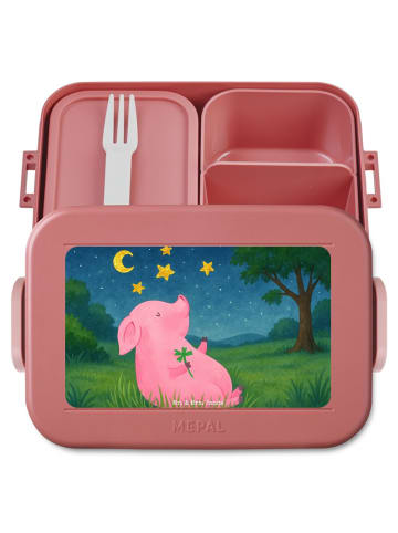 Mr. & Mrs. Panda Lunchbox Schwein Glück Design ohne Spruch in Rot Pastell