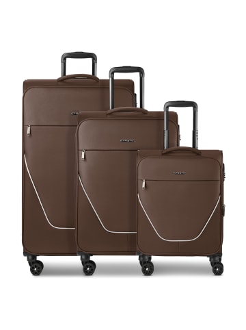 Stratic taska 4 Rollen Kofferset 3-teilig mit Dehnfalte in coffee