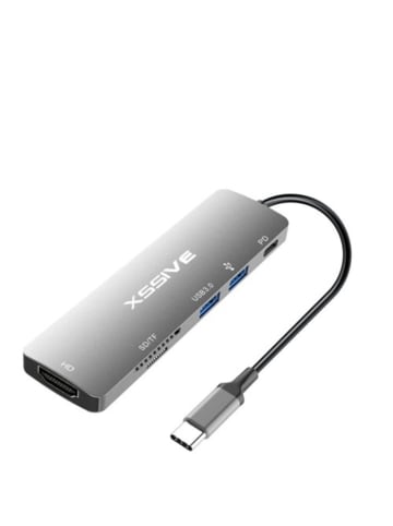 COFI 1453 USB-C Pro Hub 6 in 1 Adapter Schlanker Multi-Port in Schwarz
