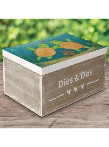 Mr. & Mrs. Panda Holztruhe Schildkröten Paar Design ohne Spruch in Weiß