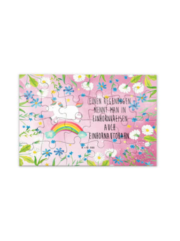 Mr. & Mrs. Panda Puzzle Einhorn Regenbogen mit Spruch in Rot Pastell