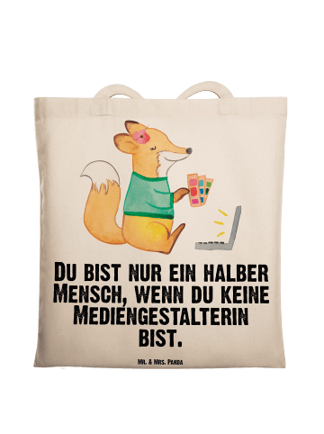 Mr. & Mrs. Panda Shopping Tasche Mediengestalterin Herz mit Spruch in Creme