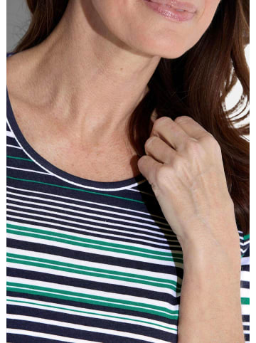 GOLDNER Kurzgröße:  Shirt in smaragd / marine / weiß / gemustert