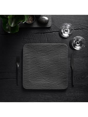 Villeroy & Boch Servierplatte quadratisch/Gourmetteller Manufacture Rock in schwarz