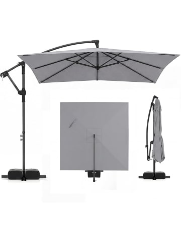 COSTWAY 250 cm Sonnenschirm Rechteckig mit Ständer in Grau