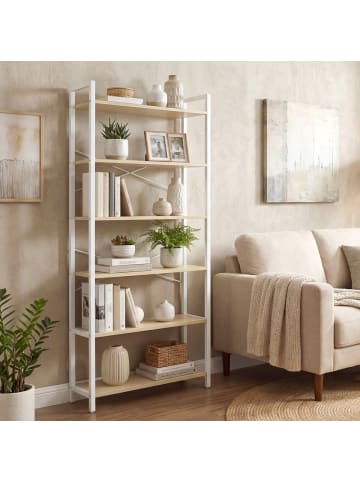 VASAGLE Bücherregal Barnet in Beige-Weiß - (B)64 x (H)185.5 x (T)30 cm