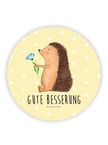 Mr. & Mrs. Panda Kühlschrankmagnet Igel Blumen mit Spruch in Gelb Pastell