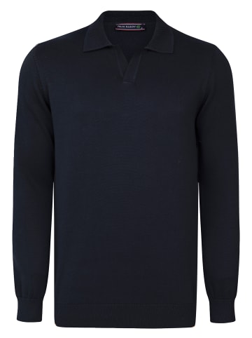 Felix Hardy Polo Kragen Langarm Pullover in navy