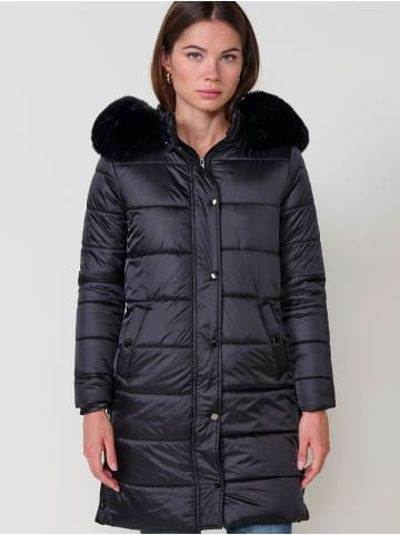 KOROSHI Lange Damenjacke gesteppt mit Kapuze in SCHWARZ